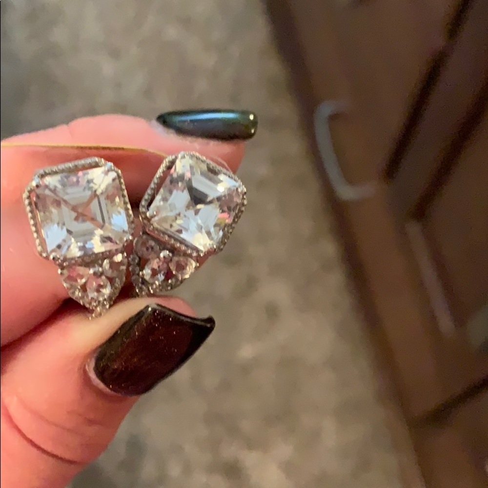 Cubic zirconium and silver earrings